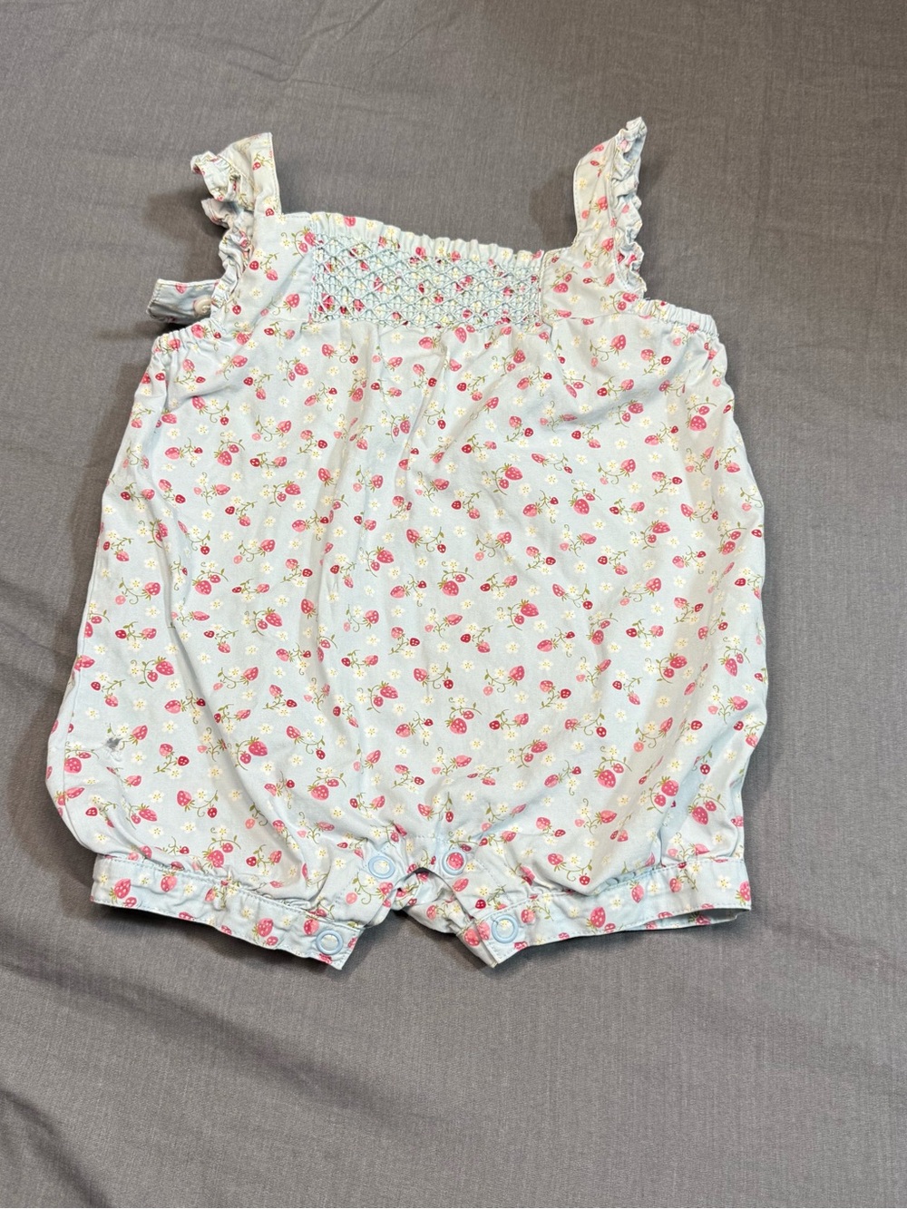 Y2K Gymboree Light Blue Floral Smocked Bubble Romper